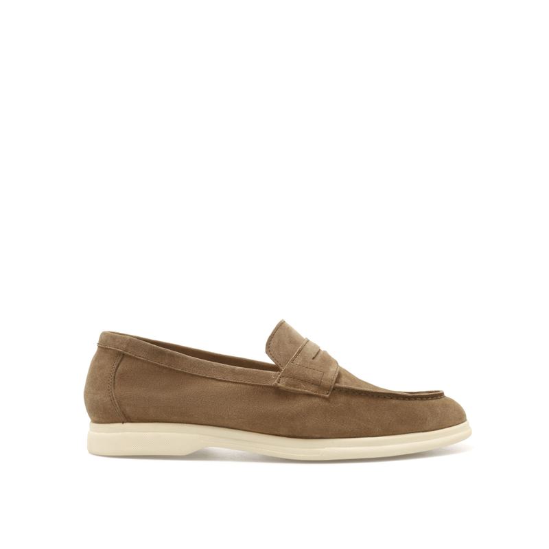 Daybreak Suede Penny Loafers Almond