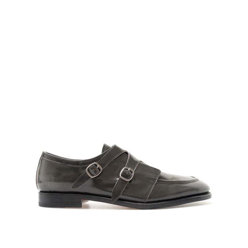 Overlap Monkstrap Shoes Grey